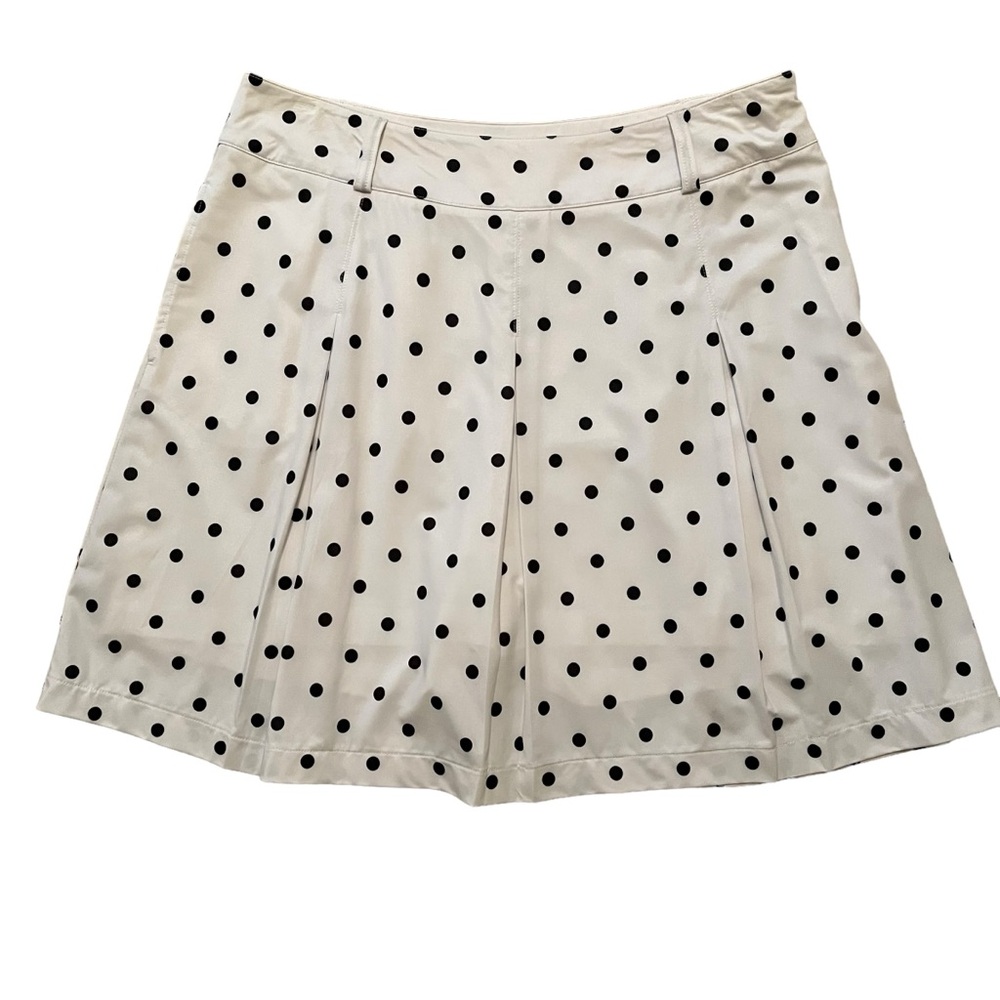 Fairway & Greene White Pleated Golf Skort with Black Polka Dots 12